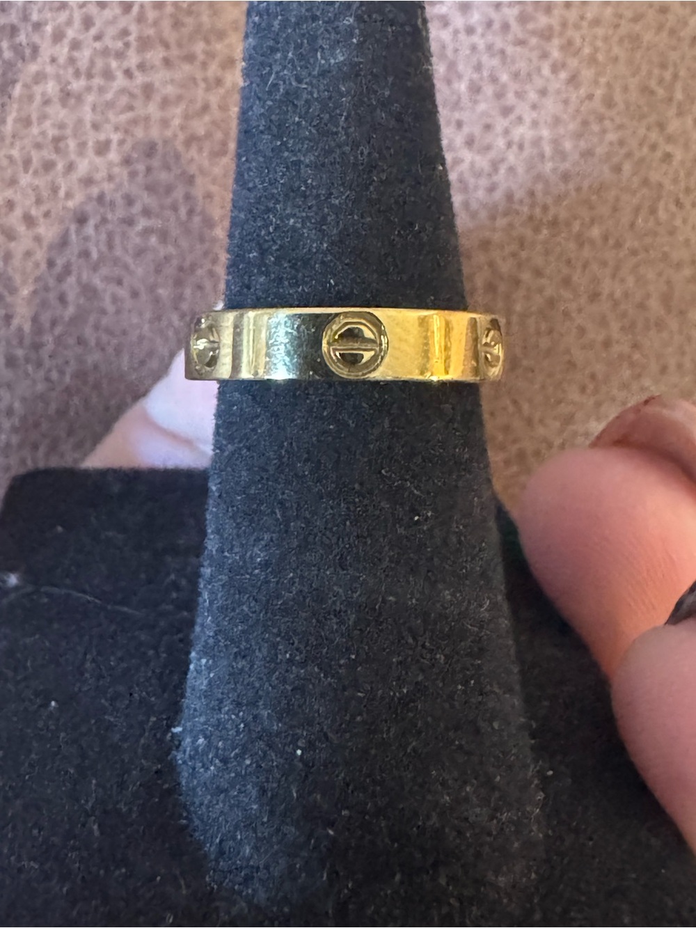 Gold Tone Women's Ring with Embossed Motif